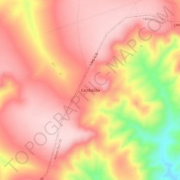 Topografische Karte Cambaúba, Höhe, Relief