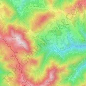 Topografische Karte Montelama, Höhe, Relief