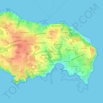 Topografische Karte Kerliet, Höhe, Relief