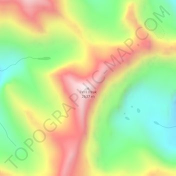 Topografische Karte Peril Peak, Höhe, Relief