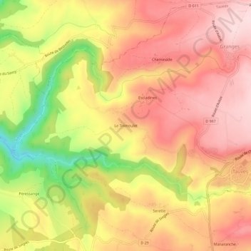 Topografische Karte Le Trémoulet, Höhe, Relief