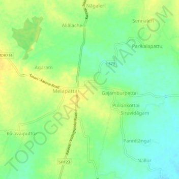 Topografische Karte Kalavai, Höhe, Relief