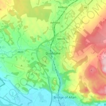 Topografische Karte Dunblane, Höhe, Relief