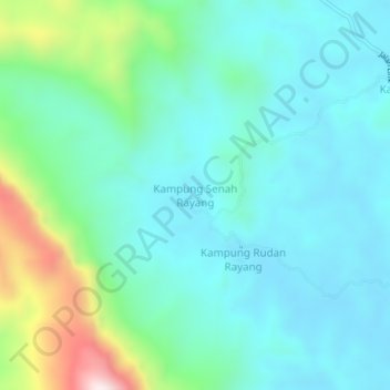 Topografische Karte Kampung Senah Rayang, Höhe, Relief