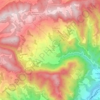 Topografische Karte Prunarolo, Höhe, Relief
