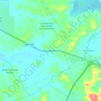 Topografische Karte Cinco de Mayo, Höhe, Relief