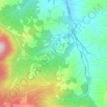 Topografische Karte Bagni San Filippo, Höhe, Relief