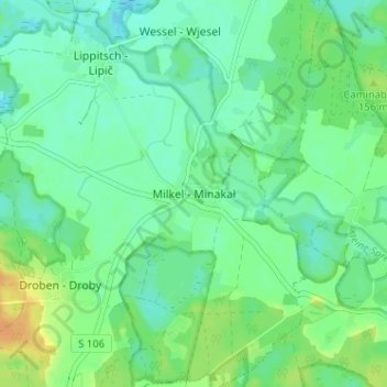Topografische Karte Milkel, Höhe, Relief