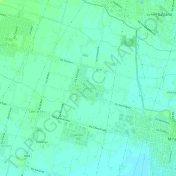 Topografische Karte Zianigo, Höhe, Relief