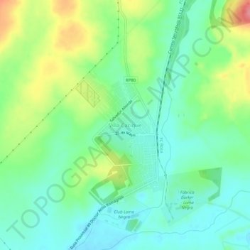 Topografische Karte Villa Cacique, Höhe, Relief