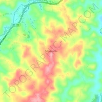 Topografische Karte Palmitalzinho, Höhe, Relief