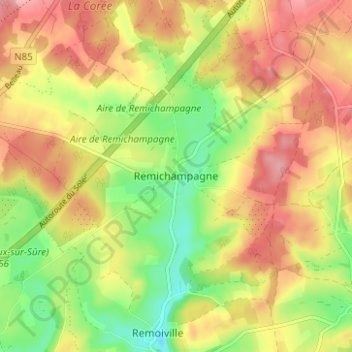 Topografische Karte Remichampagne, Höhe, Relief