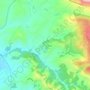 Topografische Karte San Filippo, Höhe, Relief
