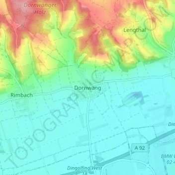 Topografische Karte Dornwang, Höhe, Relief