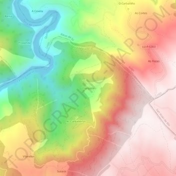 Topografische Karte Tronceda, Höhe, Relief