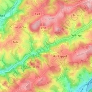 Topografische Karte Loxsteeg, Höhe, Relief