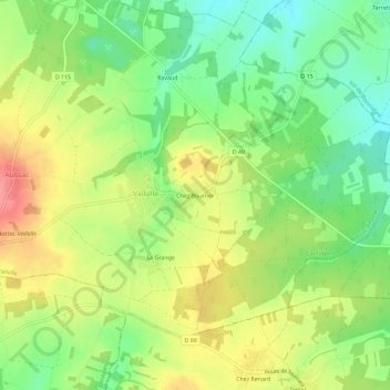 Topografische Karte Chez Bourrier, Höhe, Relief