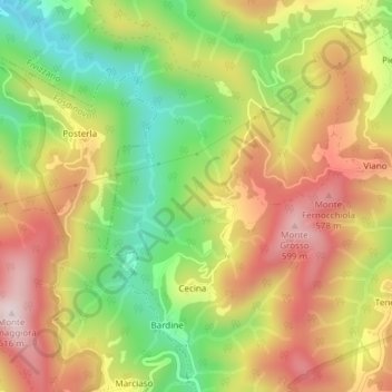 Topografische Karte Casalina, Höhe, Relief
