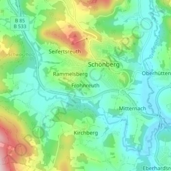 Topografische Karte Frohnreuth, Höhe, Relief