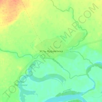 Topografische Karte Усть-Журавлиха, Höhe, Relief