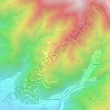 Topografische Karte Billing, Höhe, Relief