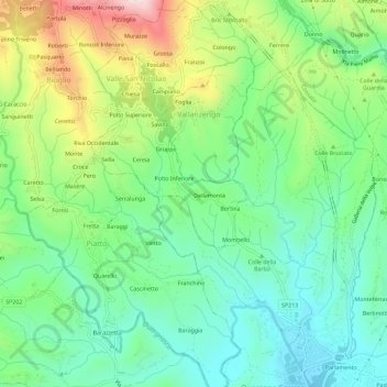 Topografische Karte Gallotto, Höhe, Relief