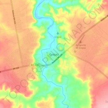 Topografische Karte Grajaú, Höhe, Relief