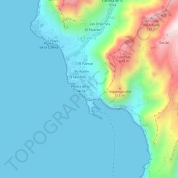 Topografische Karte Lomo de Vueltas, Höhe, Relief