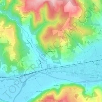 Topografische Karte La Villedieu, Höhe, Relief
