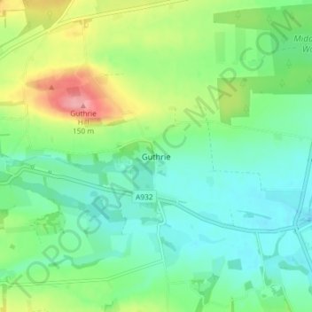 Topografische Karte Guthrie, Höhe, Relief