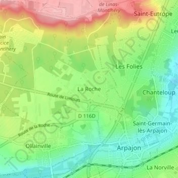 Topografische Karte La Roche, Höhe, Relief