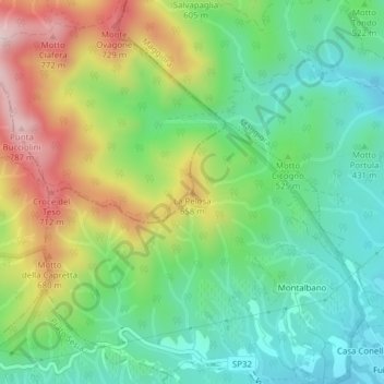 Topografische Karte La Pelosa, Höhe, Relief