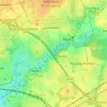 Topografische Karte Portitzmühle, Höhe, Relief