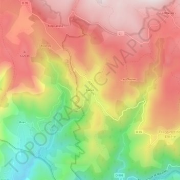 Topografische Karte Runes, Höhe, Relief