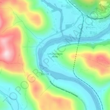 Topografische Karte Linha Fernando Abott, Höhe, Relief
