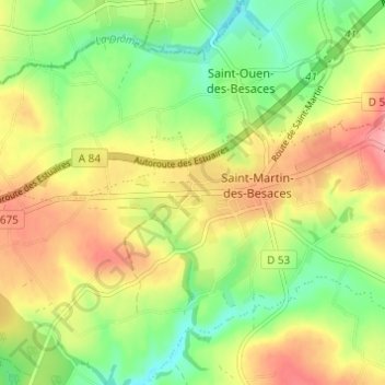 Topografische Karte Les Blanches Landes, Höhe, Relief