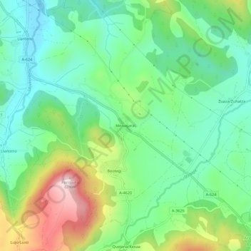 Topografische Karte Menegaray, Höhe, Relief
