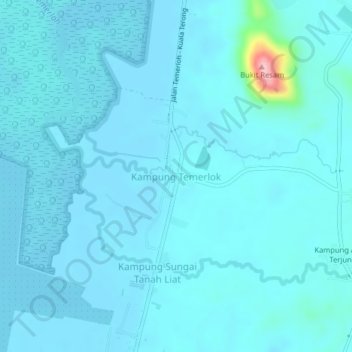 Topografische Karte Kampung Temerlok, Höhe, Relief