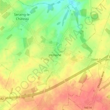 Topografische Karte Verlaine, Höhe, Relief