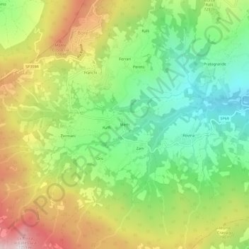 Topografische Karte Metti, Höhe, Relief