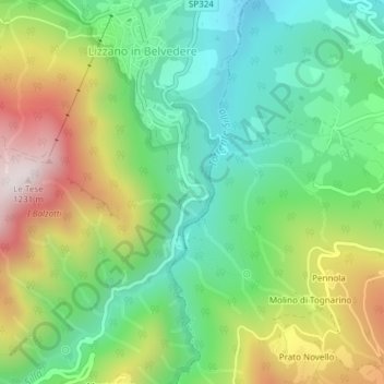 Topografische Karte Casale, Höhe, Relief