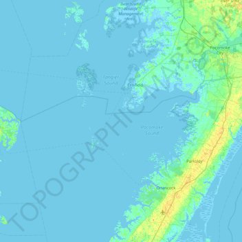 Topografische Karte Fox Islands, Höhe, Relief