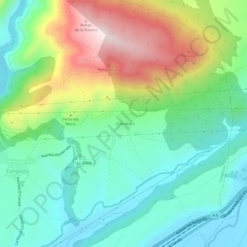 Topografische Karte Cobrana, Höhe, Relief