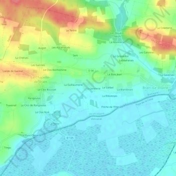 Topografische Karte Bas Bilain, Höhe, Relief