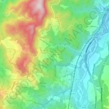 Topografische Karte Castelvecchio, Höhe, Relief