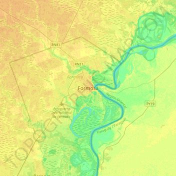 Topografische Karte Municipio de Formosa, Höhe, Relief