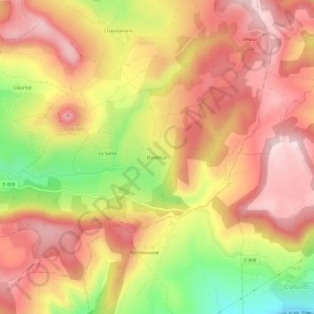 Topografische Karte Boudoux, Höhe, Relief