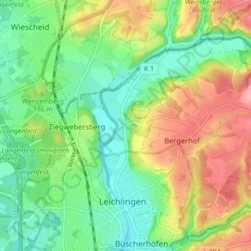 Topografische Karte Unterberg, Höhe, Relief