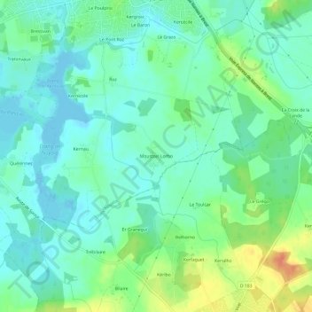 Topografische Karte Moustoir-Lorho, Höhe, Relief