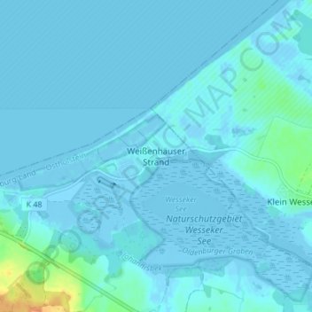 Topografische Karte Weißenhäuser Strand, Höhe, Relief